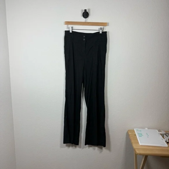 Maeve Anthropologie The Naomi Linen Wide-Leg Flare Pants in Black Size 6 - Picture 7 of 15